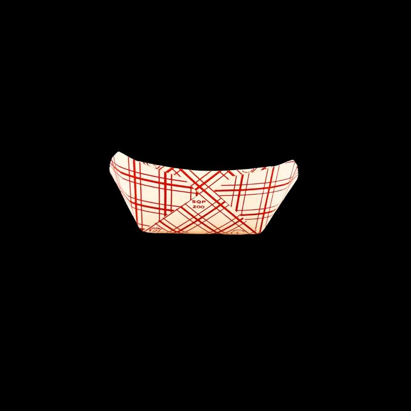 Food Tray 2 LB SBS Paperboard White Red Rectangle 1000/Case