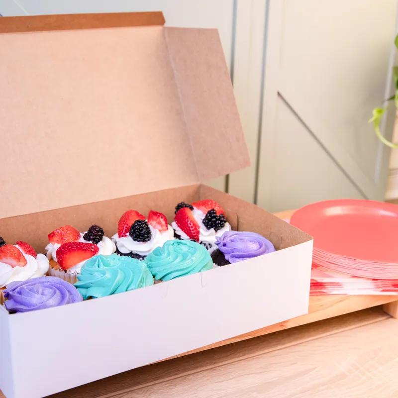 Bakery Box 11X7.25X3 IN Clay-Coated Kraft Board White Kraft Rectangle Lock Corner Tuck Top 250/Case