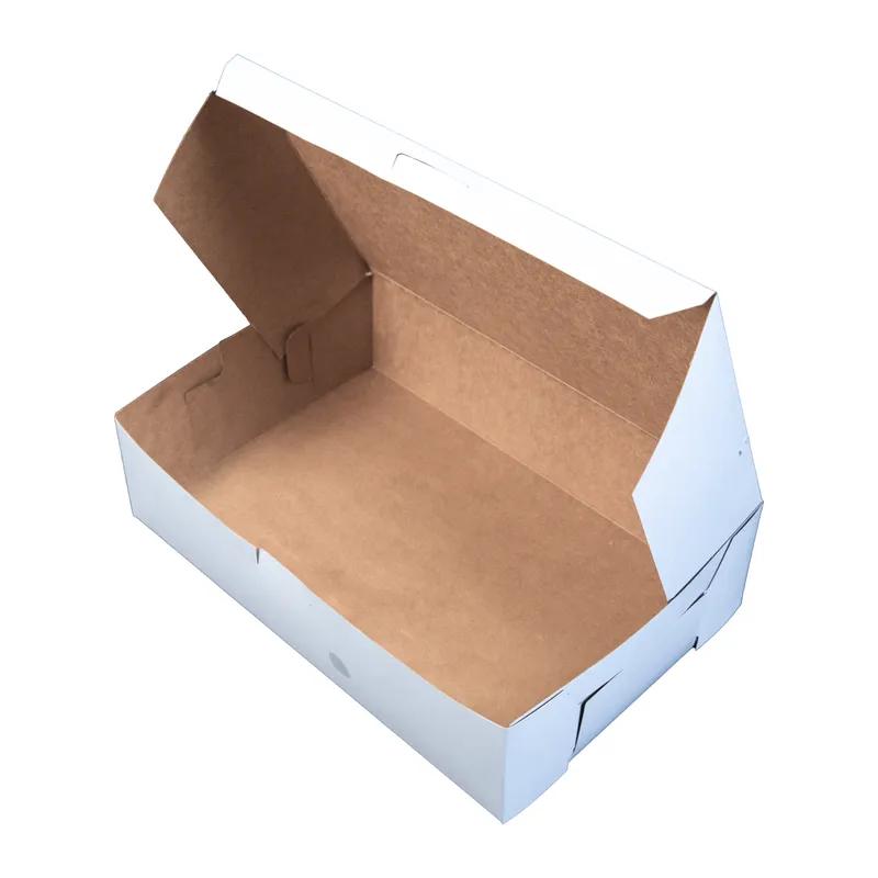 Bakery Box 11X7.25X3 IN Clay-Coated Kraft Board White Kraft Rectangle Lock Corner Tuck Top 250/Case