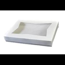 Bakery Box Top 26.5X19X3 IN SBS Paperboard White Rectangle 4 Corner Beers With Window 50/Case