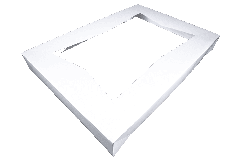 Bakery Box Top 26.5X19X3 IN SBS Paperboard White Rectangle 4 Corner Beers With Window 50/Case