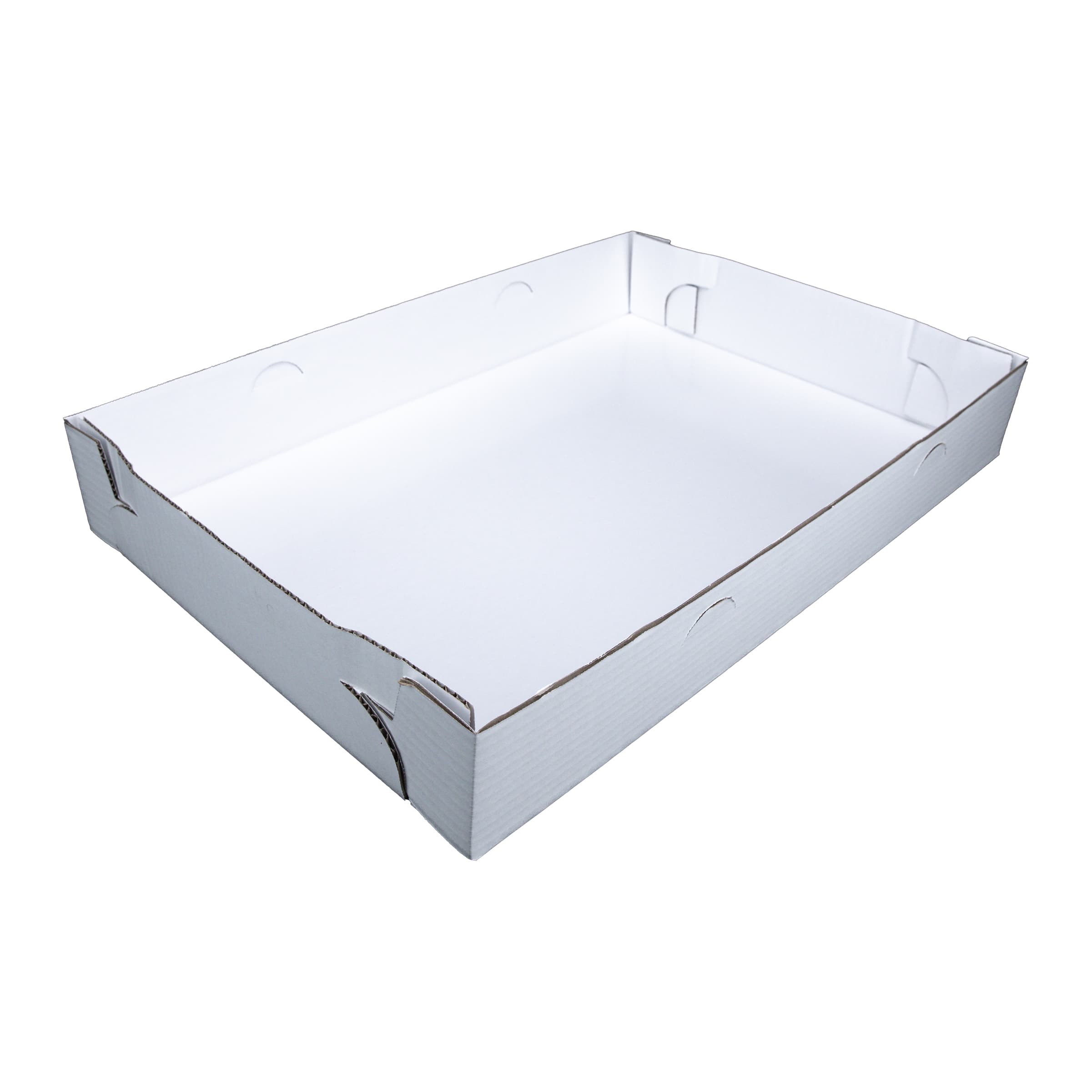 Bakery Box Bottom 26X18.63X4 IN Clay-Coated Kraft Board White Kraft Rectangle Lock Corner 25/Case