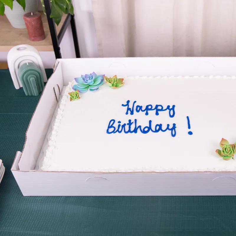 Bakery Box Bottom 26X18.63X4 IN Clay-Coated Kraft Board White Kraft Rectangle Lock Corner 25/Case