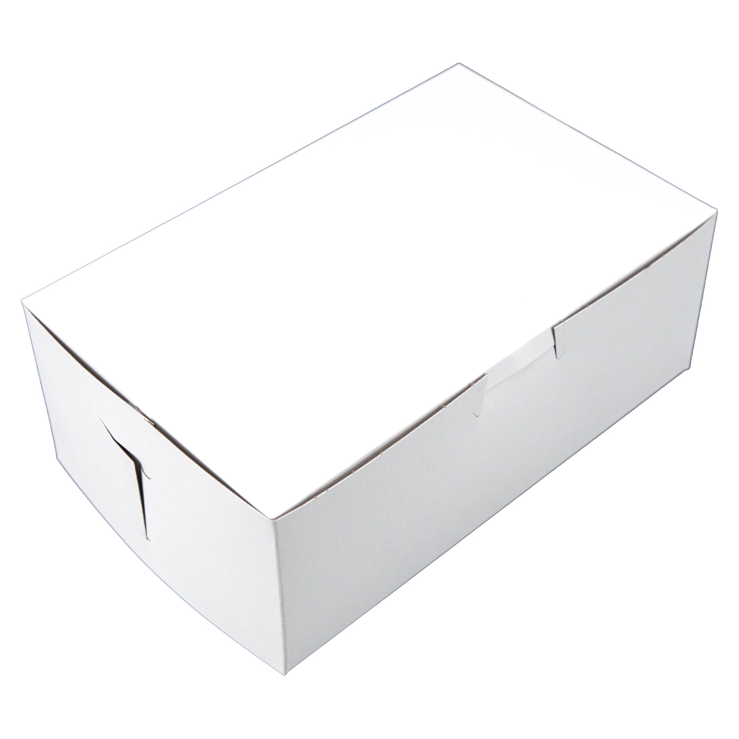 Bakery Box 8X5X3 IN Clay-Coated Kraft Board White Kraft Rectangle Lock Corner Tuck Top 250/Case