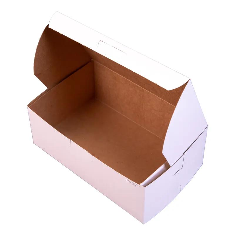 Bakery Box 8X5X3 IN Clay-Coated Kraft Board White Kraft Rectangle Lock Corner Tuck Top 250/Case
