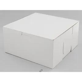 Bakery Box 8X8X4 IN Clay-Coated Kraft Board White Kraft Square Lock Corner Tuck Top 250/Case