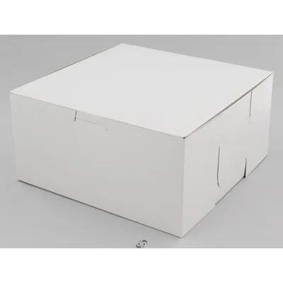 Bakery Box 8X8X4 IN Clay-Coated Kraft Board White Kraft Square Lock Corner Tuck Top 250/Case