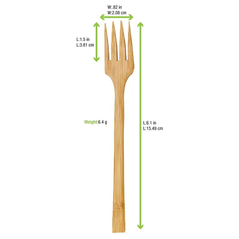 Fork 6.3 IN Bamboo Natural 50 Count/Pack 5 Packs/Case 250 Count/Case