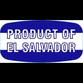 Product of El Salvador Origin Label Blue White Short Oval 1000 Count/Roll 60 Rolls/Case 60000 Count/Case