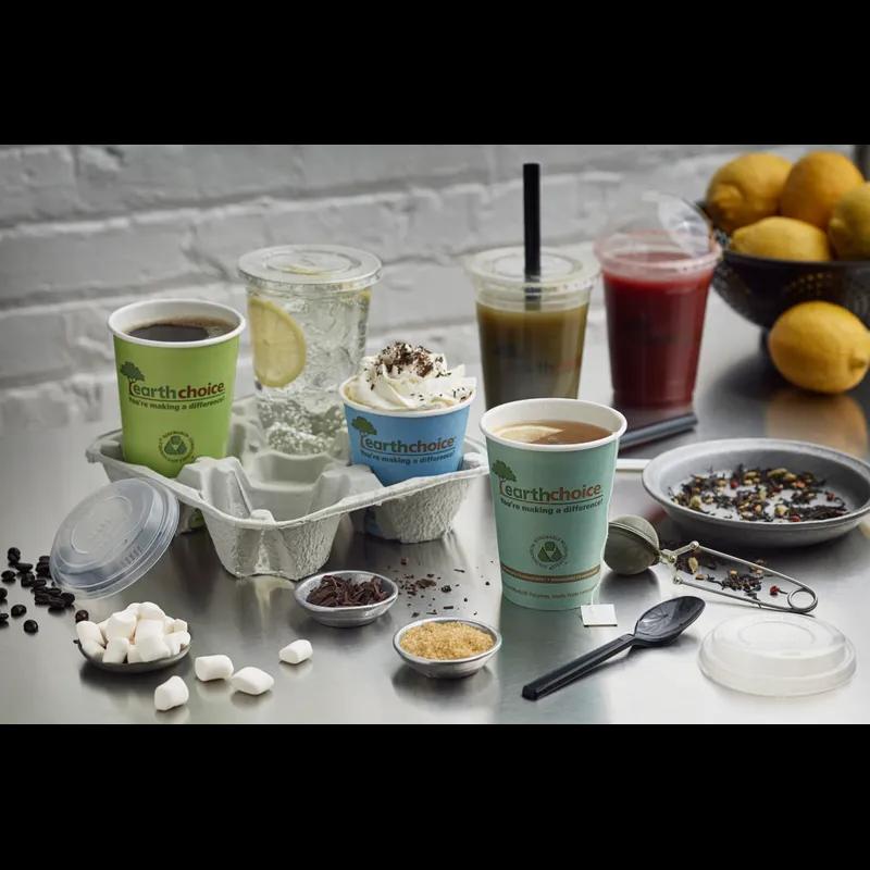 EarthChoice® Lid Flat 4.3X0.3 IN RPET Clear For 32 OZ Cold Cup With Hole 975/Case