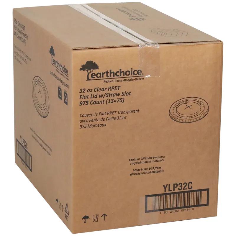 EarthChoice® Lid Flat 4.3X0.3 IN RPET Clear For 32 OZ Cold Cup With Hole 975/Case