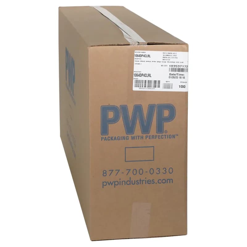 Deli Container Base & Lid Combo With Flat Lid 64 OZ 4 Compartment PET Clear Round 100/Case