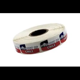Product of Chile Origin Label Red Blue White Short Oval 1000 Count/Roll 60 Rolls/Case 60000 Count/Case