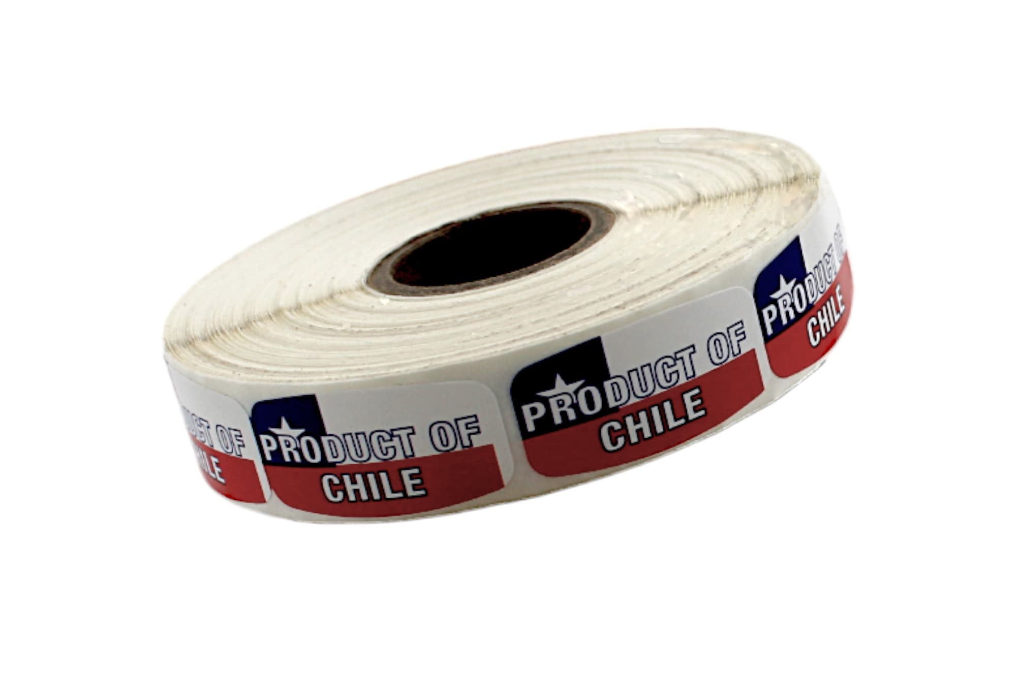 Product of Chile Origin Label Red Blue White Short Oval 1000 Count/Roll 60 Rolls/Case 60000 Count/Case