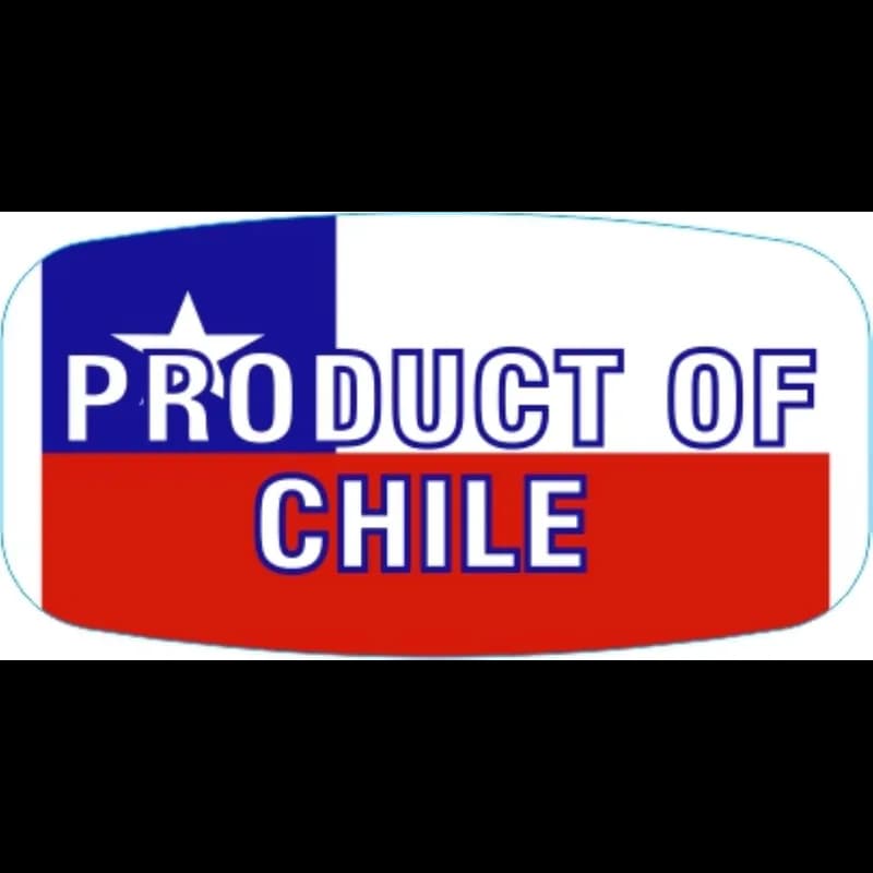 Product of Chile Origin Label Red Blue White Short Oval 1000 Count/Roll 60 Rolls/Case 60000 Count/Case