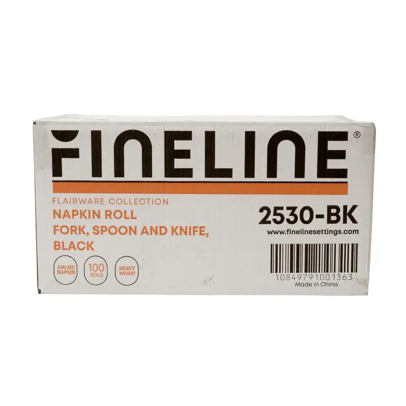 4PC Cutlery Kit Paper Plastic Black Pre-Rolled With Napkin,Fork,Knife,Teaspoon 100/Case