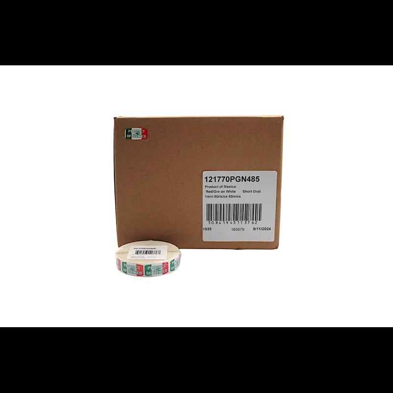 Product of Mexico Origin Label 0.625X1.25 IN Red Green White Short Oval 1000 Count/Roll 60 Rolls/Case 60000 Count/Case