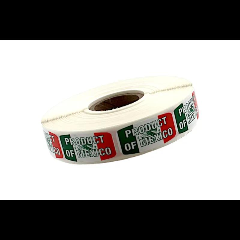 Product of Mexico Origin Label 0.625X1.25 IN Red Green White Short Oval 1000 Count/Roll 60 Rolls/Case 60000 Count/Case