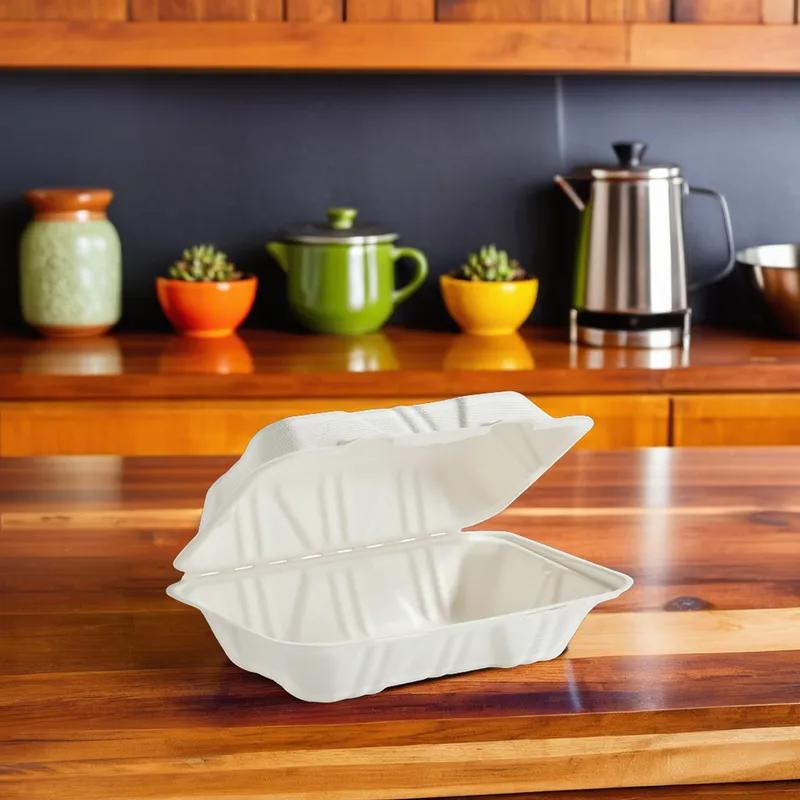 Hoagie & Sub Take-Out Container Hinged With Dome Lid 6X9X3 IN Molded Fiber Rectangle 200/Case