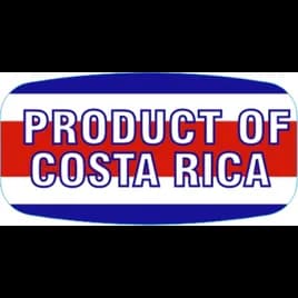 Product of Costa Rica Origin Label 0.625X1.25 IN Red Blue White Short Oval 1000 Count/Roll 60 Rolls/Case