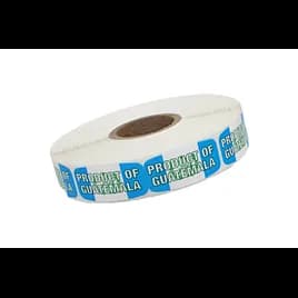 Product of Guatemala Origin Label 0.625X1.25 IN Green Blue White Short Oval 1000 Count/Roll 60 Rolls/Case