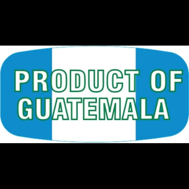 Product of Guatemala Origin Label 0.625X1.25 IN Green Blue White Short Oval 1000 Count/Roll 60 Rolls/Case