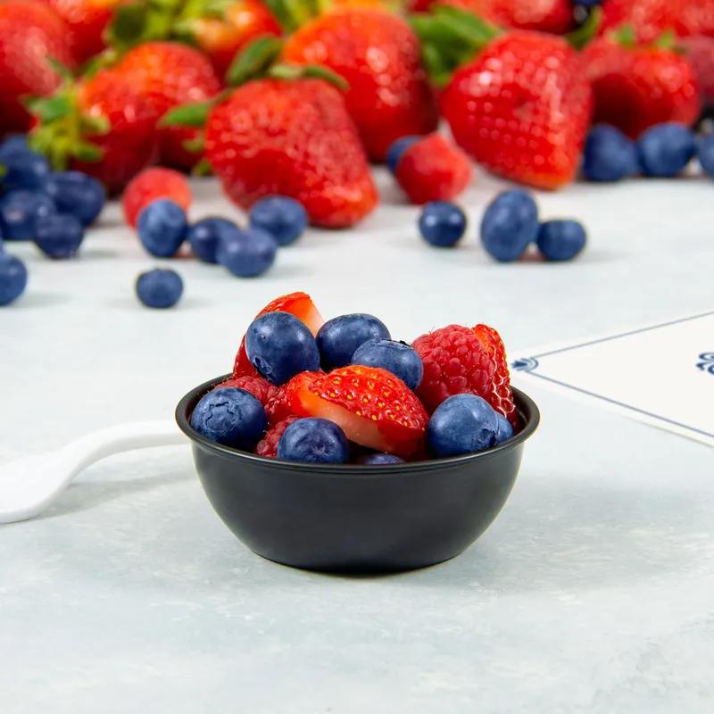 Solo® Sauces, Sides, & Sweets™ Souffle & Portion Cup 3.5 OZ PS Black Round 250 Count/Pack 10 Packs/Case 2500 Count/Case