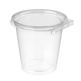 Safe-T-Fresh® Deli Container Hinged With Flat Lid 25 OZ RPET Clear Round 270/Case