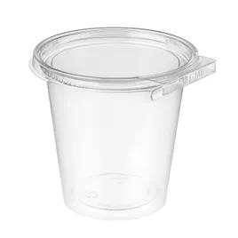 Safe-T-Fresh® Deli Container Hinged With Flat Lid 25 OZ RPET Clear Round 270/Case