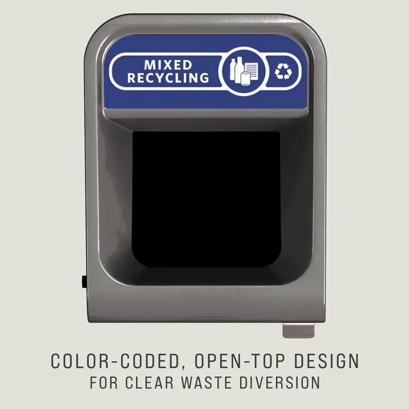 Configure Mixed Recycling 1-Stream Recycling Bin 27.63X22.25X42.25 IN 33 GAL Gray Metal 1/Each