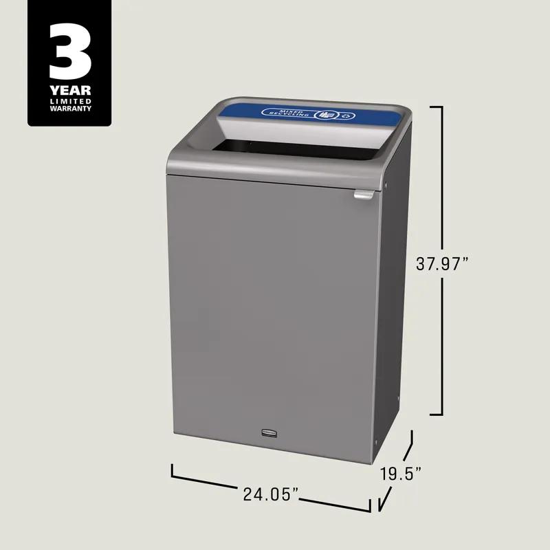 Configure Mixed Recycling 1-Stream Recycling Bin 27.63X22.25X42.25 IN 33 GAL Gray Metal 1/Each