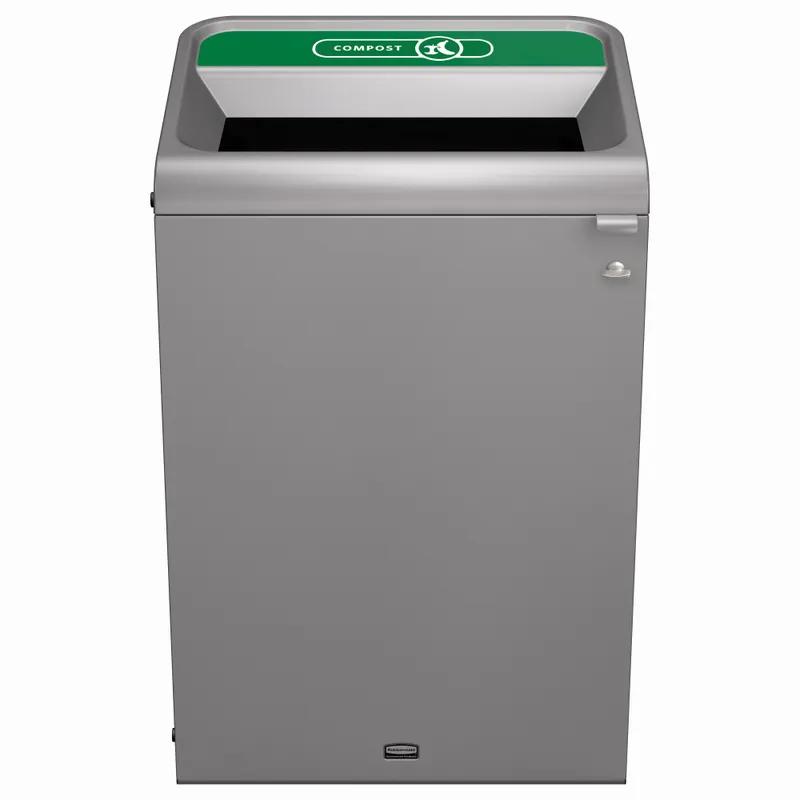 Configure™ Compost 1-Stream Recycling Bin & Lid 24.05X19.50X37.97 IN 33 GAL Gray Metal 1/Each