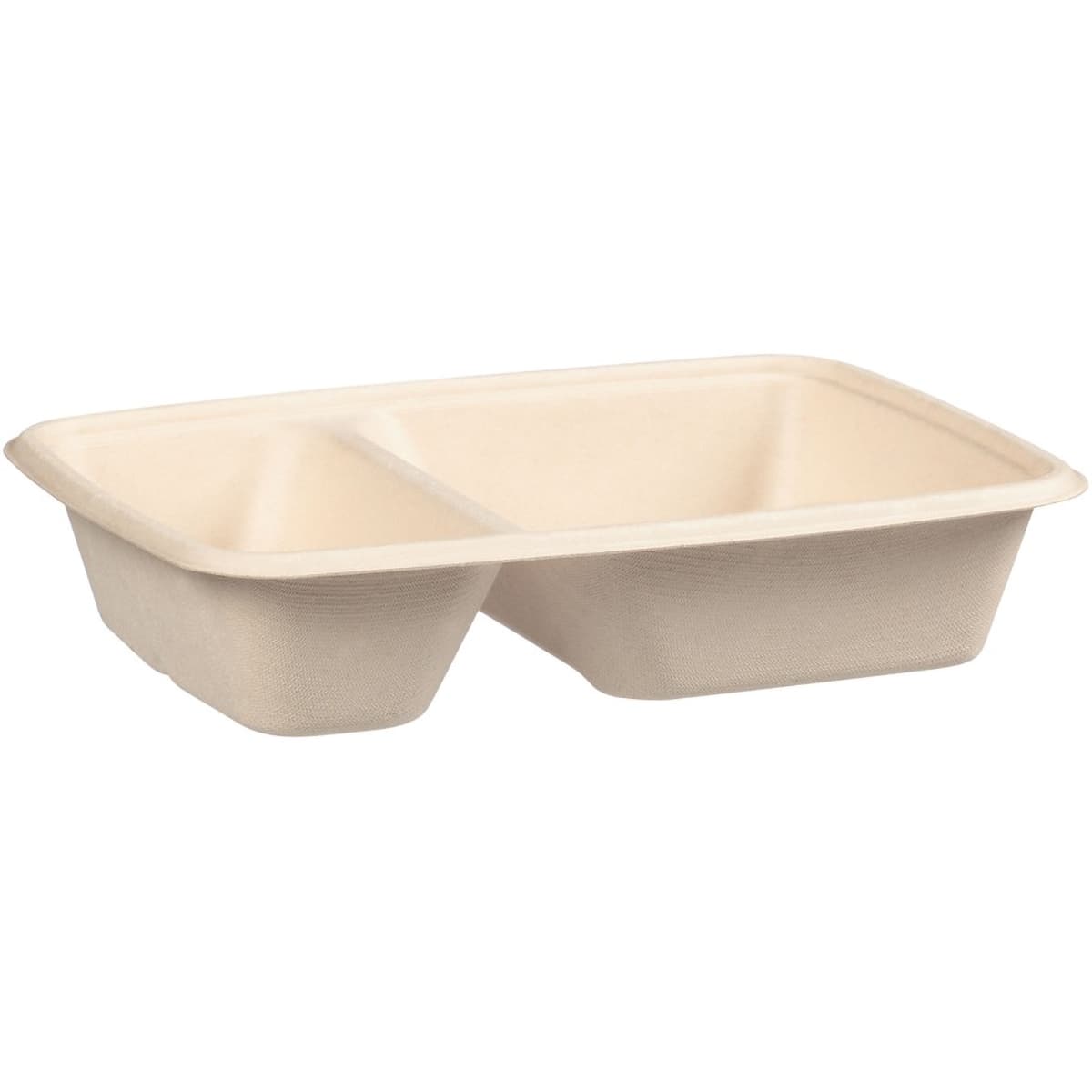 Take-Out Container Base 9X6 IN 2 Compartment Pulp Fiber Kraft Rectangle 300/Case