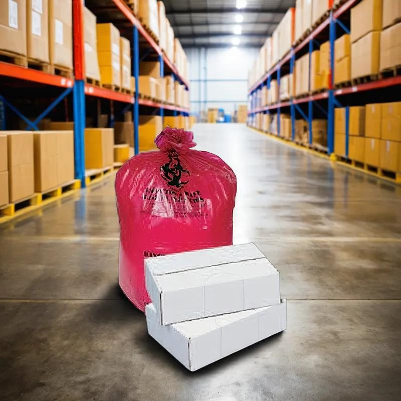 Biohazard Bag 30X36 IN Red Plastic 1.25MIL 100/Case