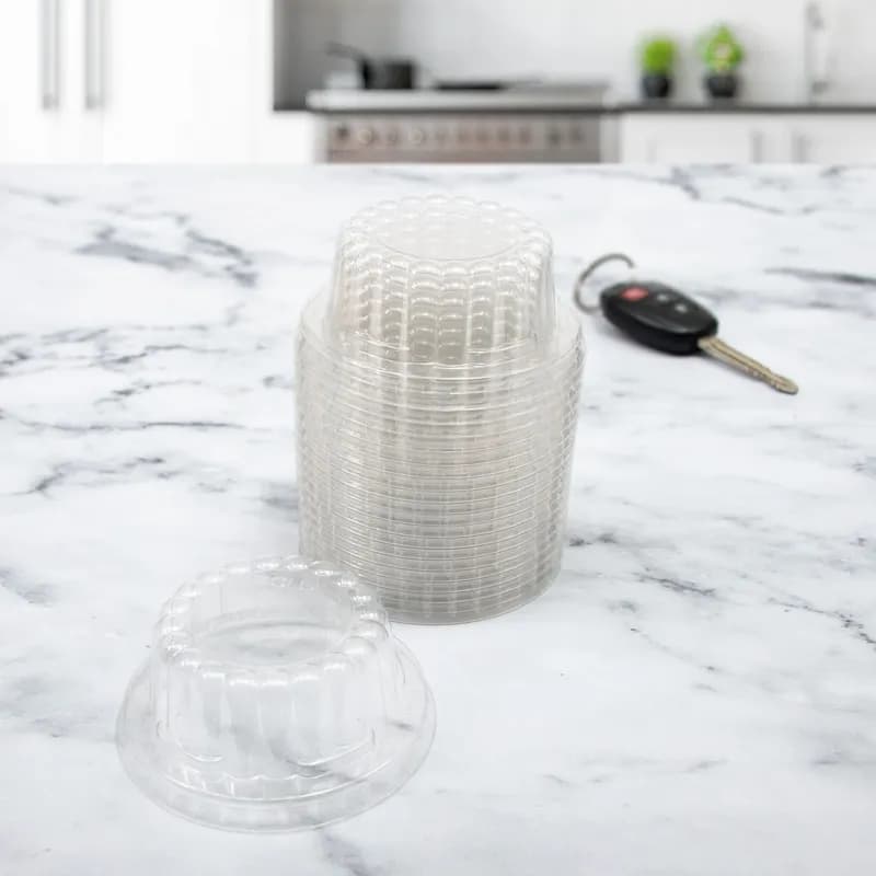 Solo® Lid Dome 3.126X1.25 IN PET Clear Round For 3.5 OZ Cold Container Freezer Safe 100 Count/Pack 10 Packs/Case