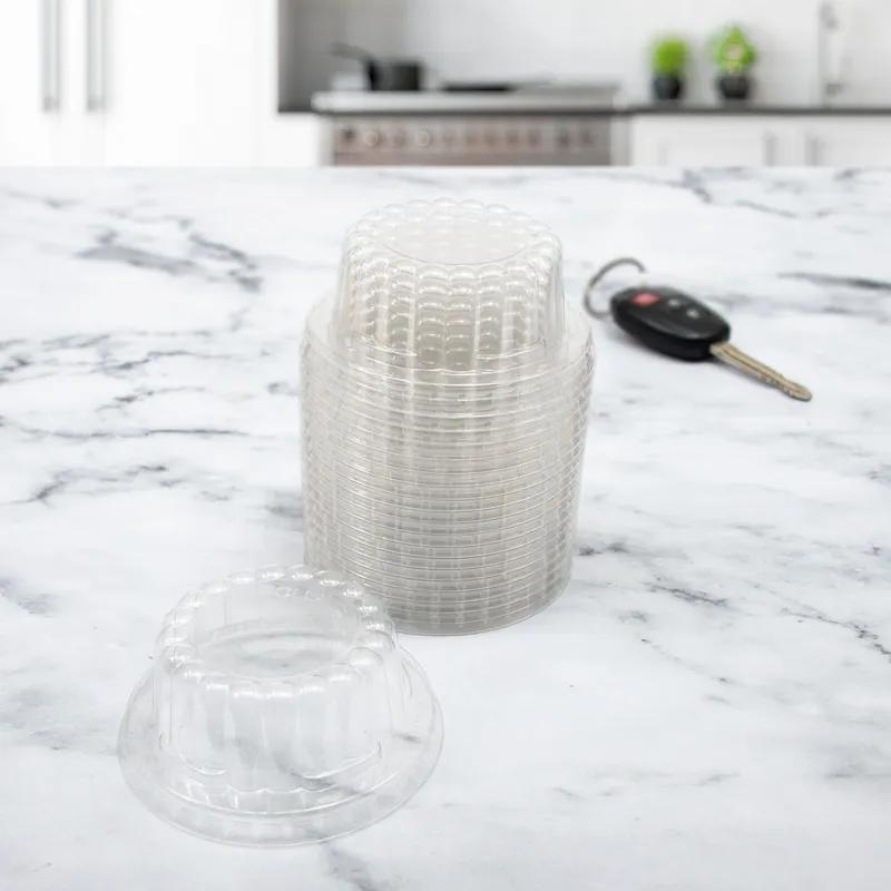 Solo® Lid Dome 3.126X1.25 IN PET Clear Round For 3.5 OZ Cold Container Freezer Safe 100 Count/Pack 10 Packs/Case
