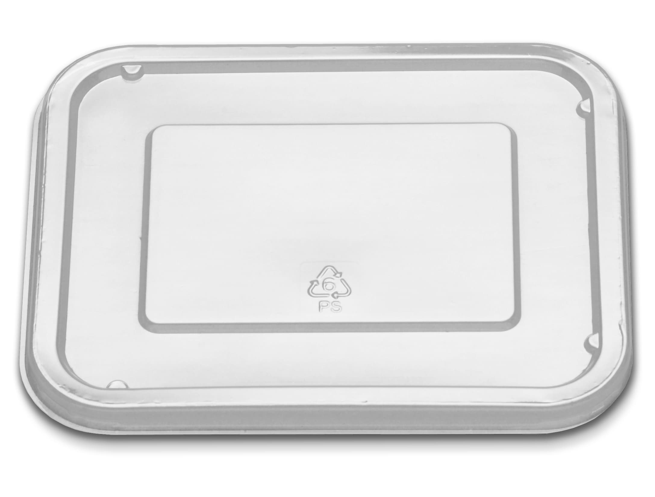 Lid Flat 1 Compartment PS Clear Oblong For 24-32 OZ Compartment Tray Unhinged 250/Case