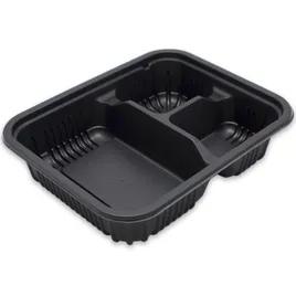 Take-Out Container Base 24 OZ 3 Compartment PP Black Oblong 250/Case