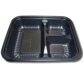 Take-Out Container Base 24 OZ 3 Compartment PP Black Oblong 250/Case