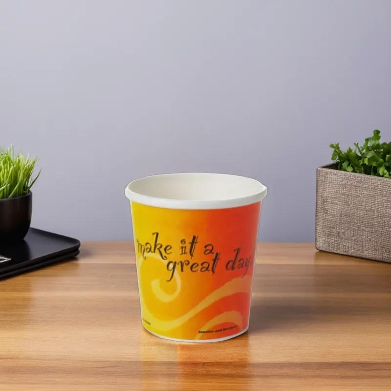 Soup Food Container Base & Lid Combo With Plastic Lid 8 OZ Paper Great Day Round 250/Case