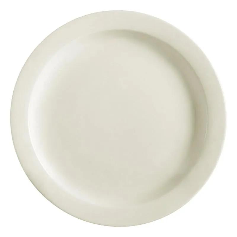 Plate 9 IN Ceramic Ivory Round Narrow Rim 24/Case