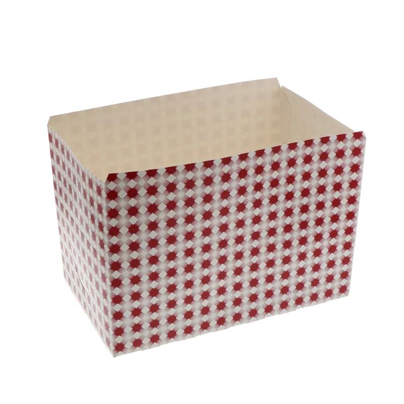 Hot Dog Take-Out Box Fold-Top 7X4.3X2.8 IN Paperboard Red White Check Rectangle Grease Resistant 500/Case