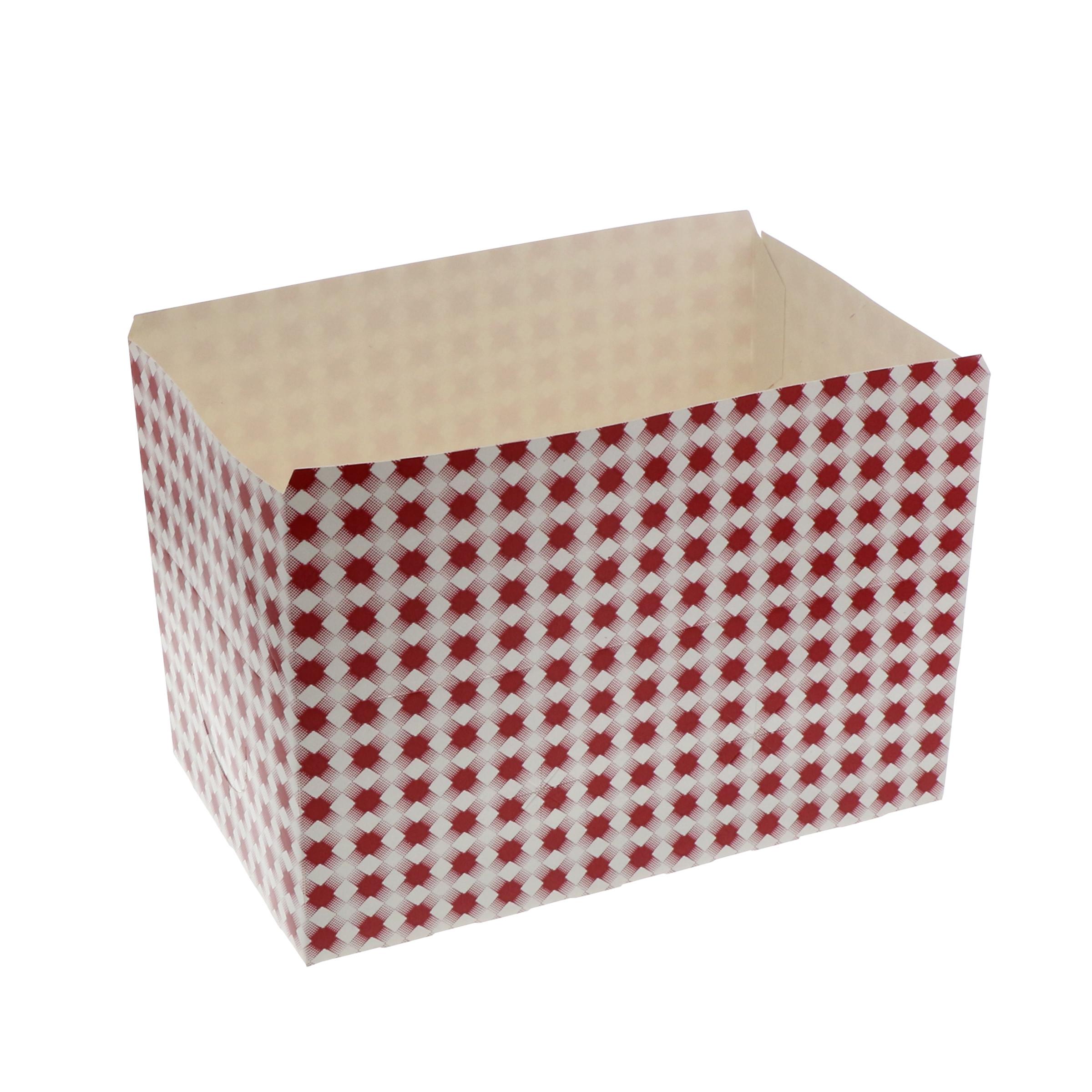 Hot Dog Take-Out Box Fold-Top 7X4.3X2.8 IN Paperboard Red White Check Rectangle Grease Resistant 500/Case