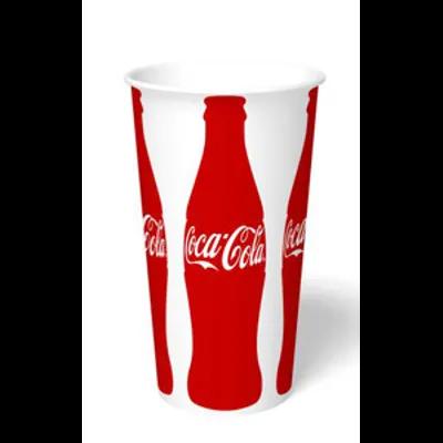 Cold Cup Tall 20 OZ Single Wall Poly-Coated Paper White Red Coca-Cola 1000/Case