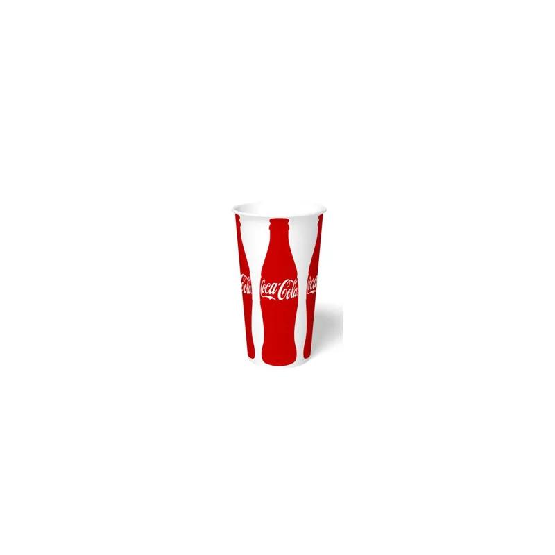 Cold Cup Tall 20 OZ Single Wall Poly-Coated Paper White Red Coca-Cola 1000/Case