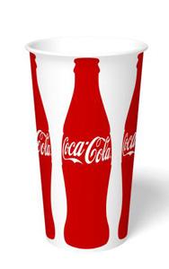 Cold Cup Tall 20 OZ Single Wall Poly-Coated Paper White Red Coca-Cola 1000/Case