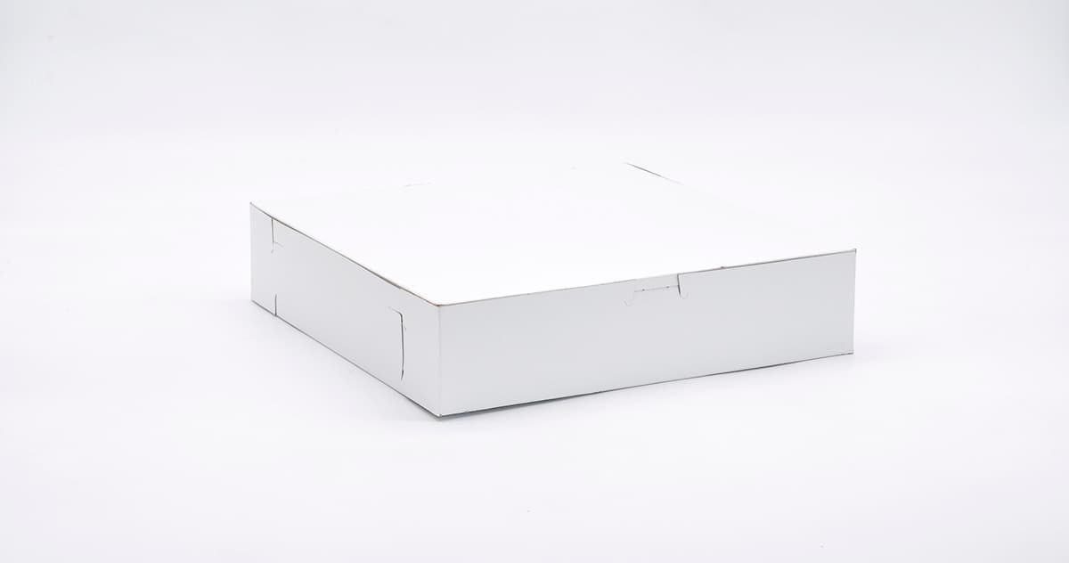 Easy Lock Cake Box 12X12X2.75 IN SUS Paperboard CRB White Square Lock Corner 1-Piece 100/Bundle