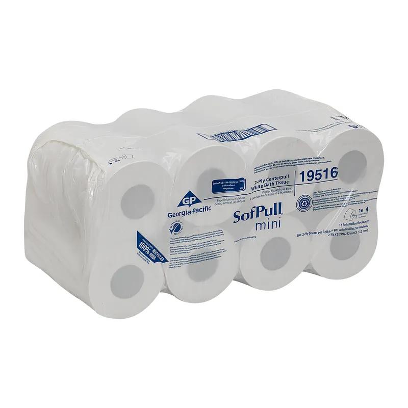 Sofpull® Toilet Paper & Tissue Roll 8.4X5.2 IN 2PLY White Centerpull High Capacity 500 Sheets/Roll 16 Rolls/Case