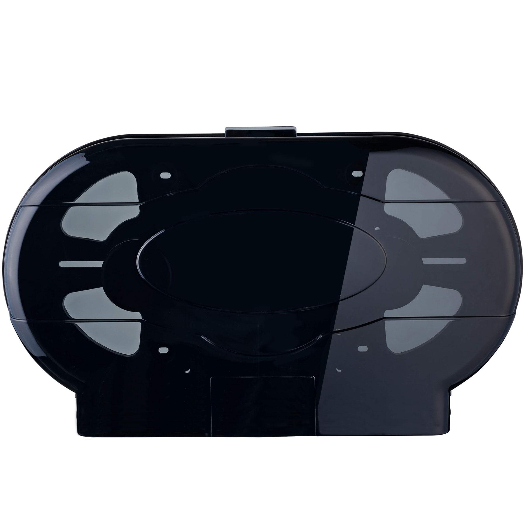 Toilet Paper Dispenser 19.5X4.75X11.5 IN Wall Mount Black 2-Roll Side-by-Side High Capacity 9IN Roll 1/Each