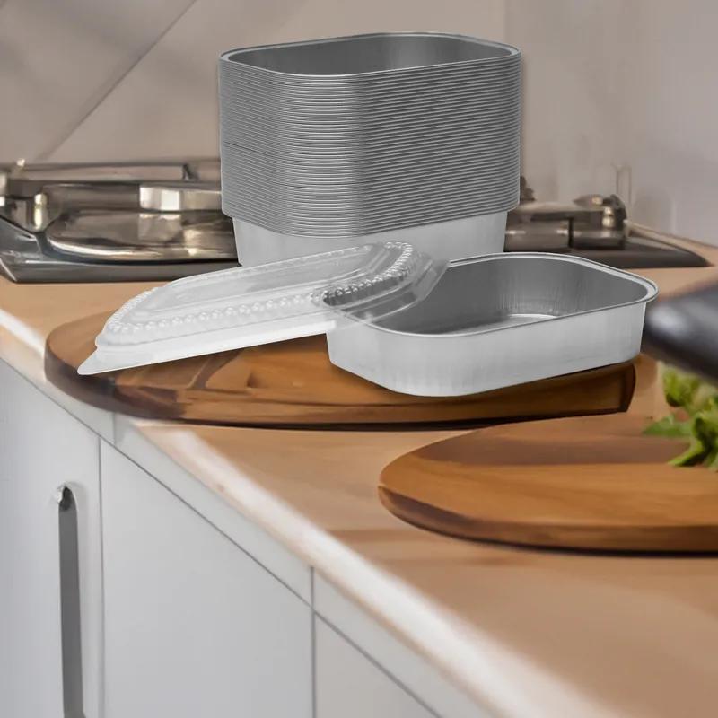 Take-Out Container Base XS 6.5X4.5X1.25 IN Aluminum Silver Oblong 300/Case